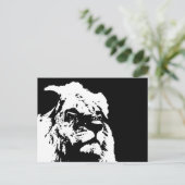 Zwart & wit leeuw pop kunst briefkaart (Staand voorkant)