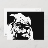 Zwart & wit leeuw pop kunst briefkaart (Voorkant / Achterkant)