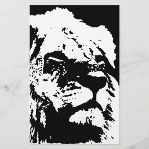 Zwart & wit leeuw pop kunst briefpapier