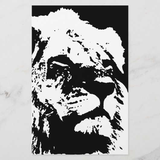 Zwart & wit leeuw pop kunst briefpapier (Voorkant)