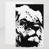 Zwart & wit leeuw pop kunst briefpapier (Voorkant / Achterkant)