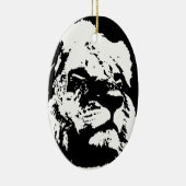 Zwart & wit leeuw pop kunst keramisch ornament (Rechts)