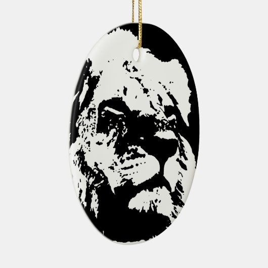 Zwart & wit leeuw pop kunst keramisch ornament (Rechts)