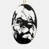 Zwart & wit leeuw pop kunst keramisch ornament (Links)