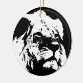 Zwart & wit leeuw pop kunst keramisch ornament (Links)