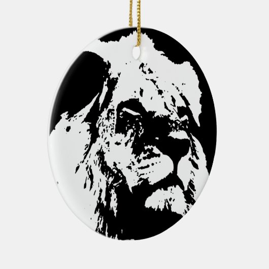Zwart & wit leeuw pop kunst keramisch ornament (Rechts)
