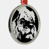 Zwart & wit leeuw pop kunst metalen ornament (Rechts)