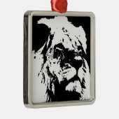 Zwart & wit leeuw pop kunst metalen ornament (Rechts)