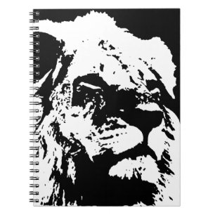Zwart & wit leeuw pop kunst notitieboek