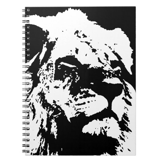 Zwart & wit leeuw pop kunst notitieboek (Voorkant)