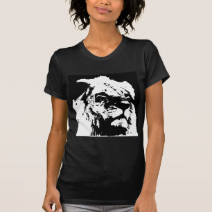 Zwart & wit leeuw pop kunst t-shirt