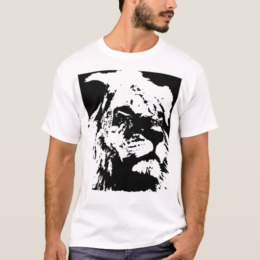Zwart & wit leeuw pop kunst t-shirt (Voorkant)