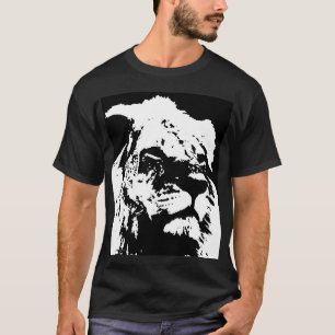 Zwart & wit leeuw pop kunst t-shirt