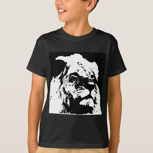 Zwart & wit leeuw pop kunst t-shirt (Voorkant)