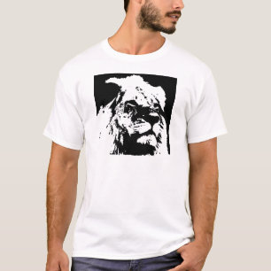 Zwart & wit leeuw pop kunst t-shirt