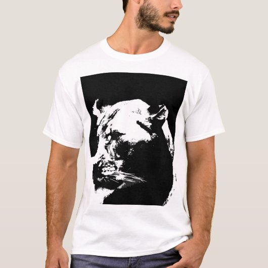 Zwart & wit leeuw pop kunst t-shirt (Voorkant)