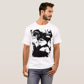 Zwart & wit leeuw pop kunst t-shirt (Voorkant volledig)