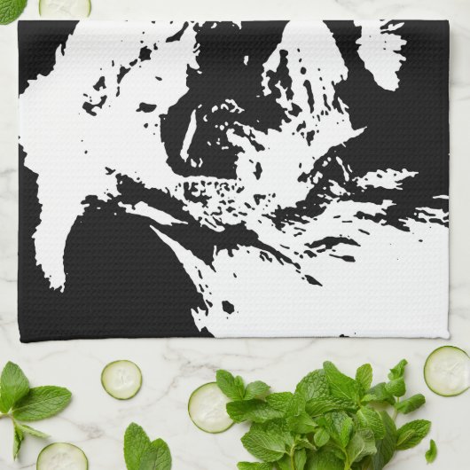 Zwart & wit leeuw pop kunst theedoek (Gevouwen)