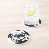 Zwart & wit leeuw pop kunst zandsteen onderzetter (Zijkant)