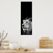 Zwart Wit Leeuwendeur Poster - Animal Photography (Keuken)
