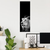 Zwart Wit Leeuwendeur Poster - Animal Photography (Thuiskantoor)