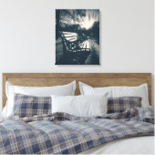 Zwart-wit lege bank in het park canvas afdruk (Insitu (Slaapkamer))