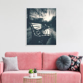 Zwart-wit lege bank in het park canvas afdruk (Insitu (Woonkamer))