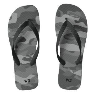 Zwart-wit leger camouflage aangepast monogram teenslippers