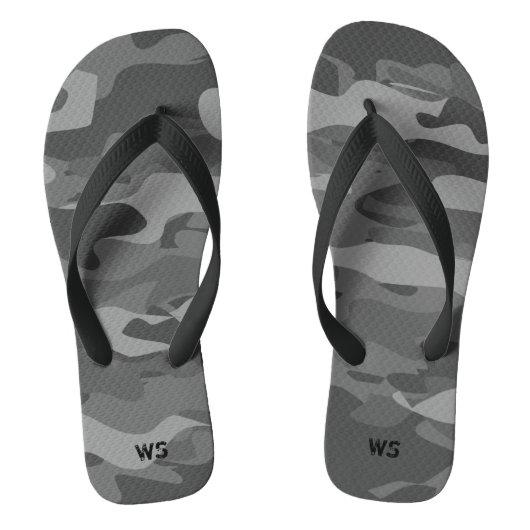 Zwart-wit leger camouflage aangepast monogram teenslippers (Voetbed)