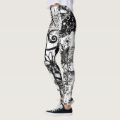 Zwart-wit Leggings met gedrukte graffiti kunst (Links)