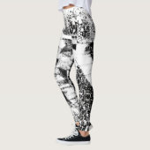 Zwart-wit Leggings met gedrukte graffiti kunst (Links)