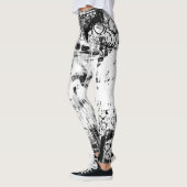 Zwart-wit Leggings met gedrukte graffiti kunst (Links)