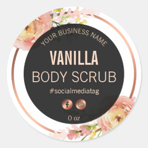 Zwart-wit Lente Bloemen Productlabels Ronde Sticker