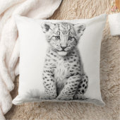 Zwart-wit Leopard Cub Square Sierkussen (Deken)
