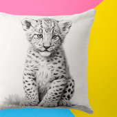 Zwart-wit Leopard Cub Square Sierkussen