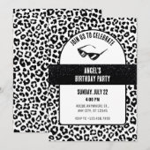 Zwart-wit Leopard glitter verjaardag Kaart (Voorkant / Achterkant)