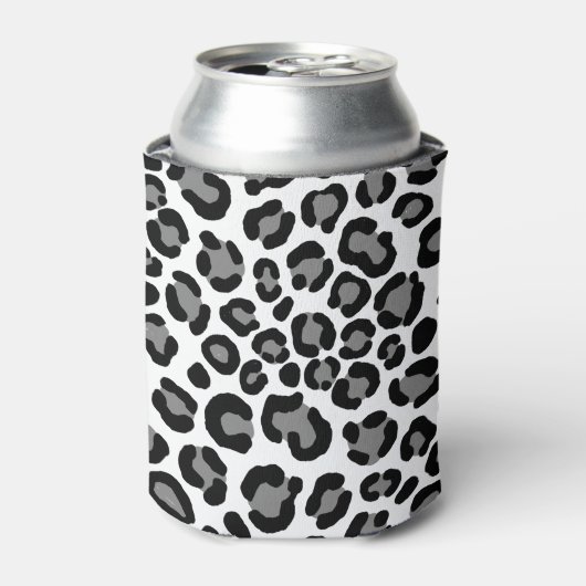 Zwart-wit leopard Pattern Girly Cheetah Print Blikjeskoeler (Blikje Voorkant)