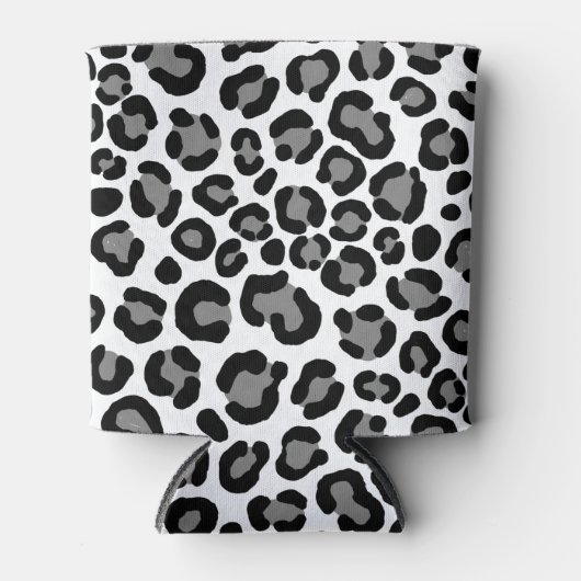 Zwart-wit leopard Pattern Girly Cheetah Print Blikjeskoeler (Voorkant)