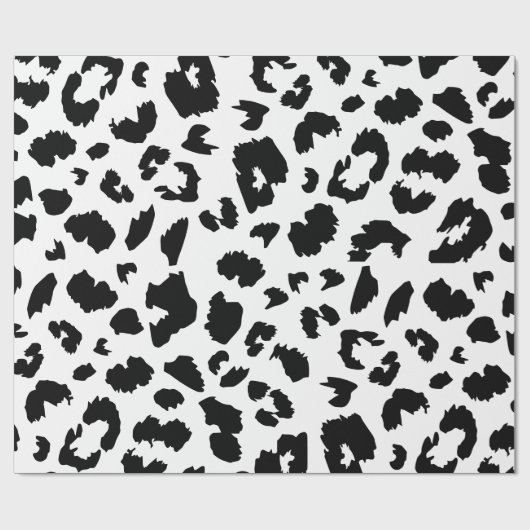 Zwart-wit Leopard print Cadeaupapier (Vlak)
