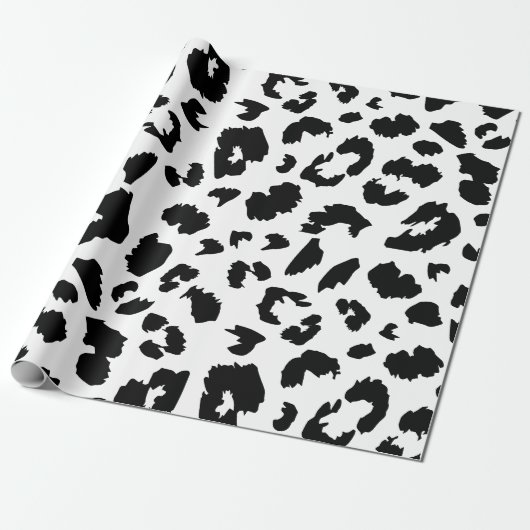 Zwart-wit Leopard print Cadeaupapier (Uitgerold)
