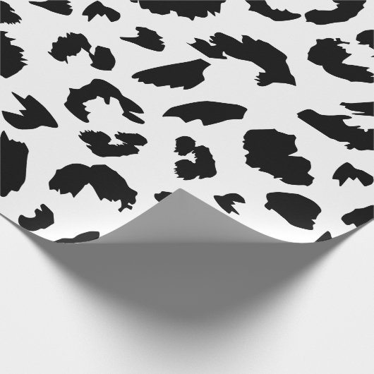 Zwart-wit Leopard print Cadeaupapier (Hoek)
