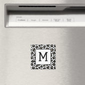 Zwart-wit Leopard Print Fur Spots Initiaal Magneet (Insitu (Vaatwasser))