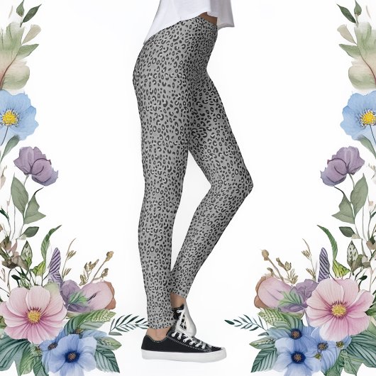 Zwart-wit Leopard Print Leggings