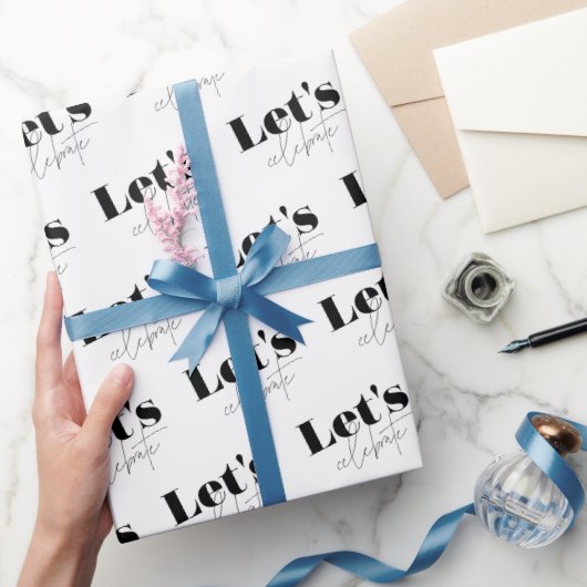 Zwart-wit Let's Celebrate Wrapping Paper Cadeaupapier (Geschenken)