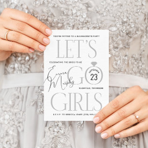Zwart-wit Lets Go Meisjes Bachelorette Party Kaart