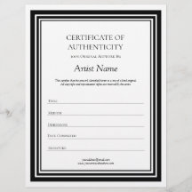 Zwart-wit Letter Certificaat van echtheid