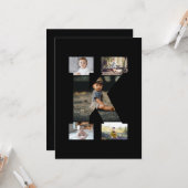 Zwart-wit Letter K Foto Collage Kaart (Voorkant / Achterkant in situ)