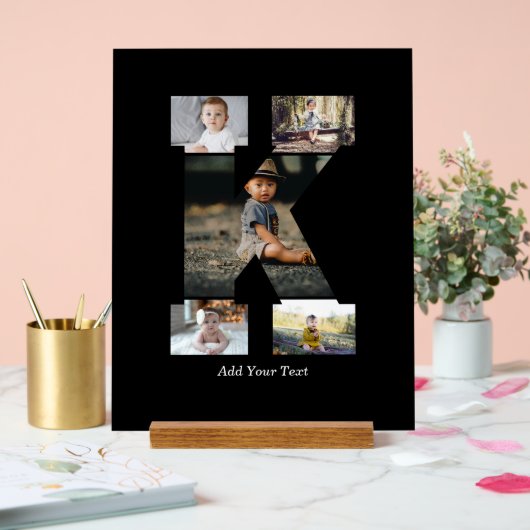 Zwart-wit Letter K Fotocollage Acryl Bord (Huwelijk)