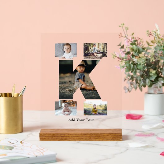 Zwart-wit Letter K Fotocollage Acryl Bord (Huwelijk)