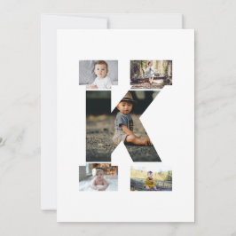 Zwart-wit Letter K Fotocollage Bedankkaart